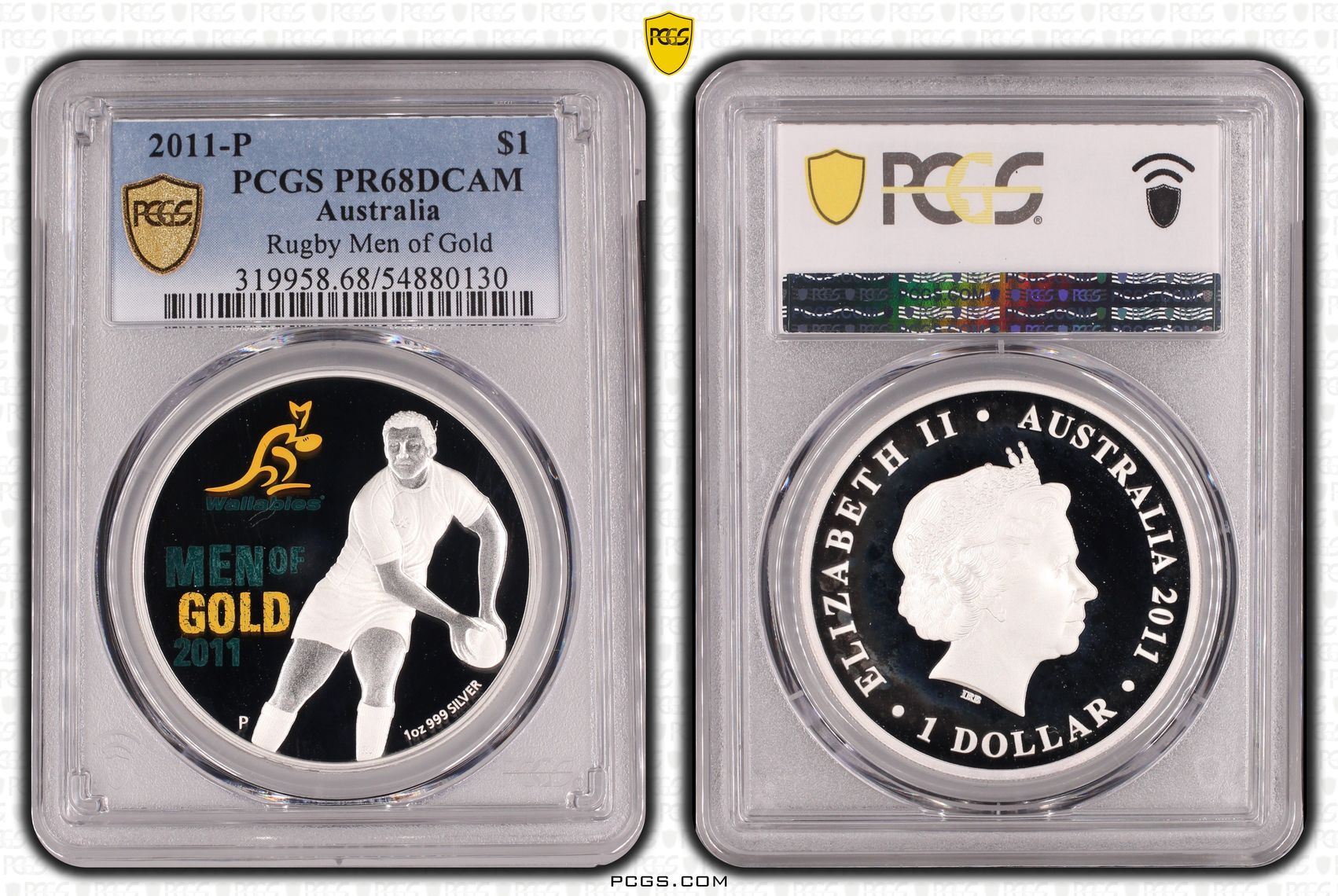 Rugby Men of Gold, One Dollar, 2011-P, PCGS PR68DCAM