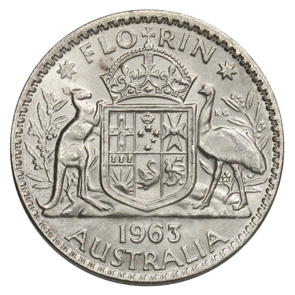 1114. · Elizabeth II, Florin, 1963, Gem Uncirculated