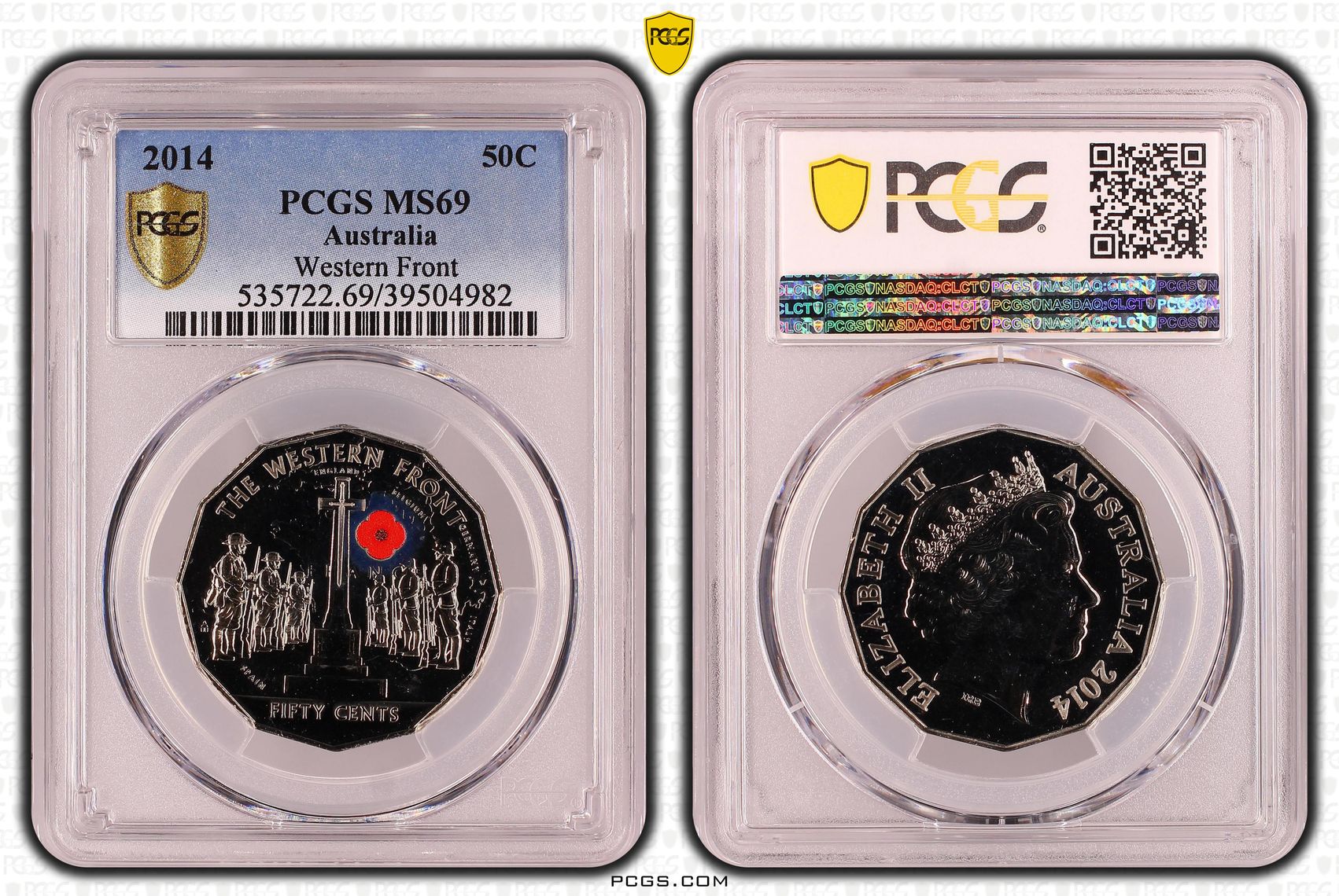 312 · Western Front Colorized, Fifty Cent, 2014, PCGS MS69
