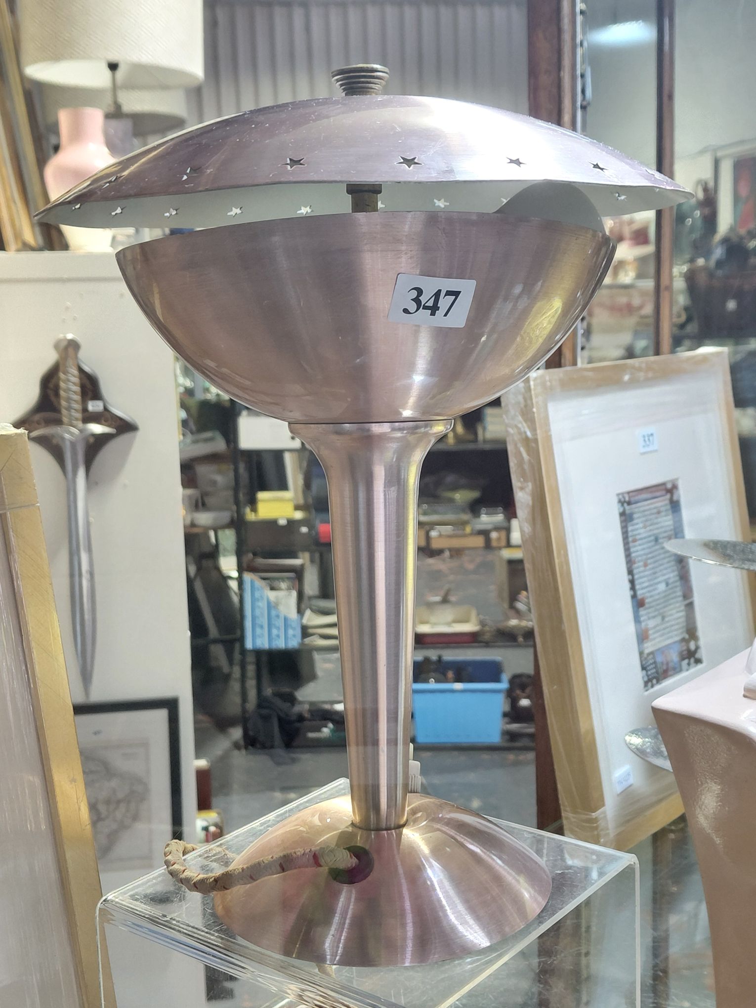 347 · 1950S SPUN SLUMINUM TABLE LAMP
