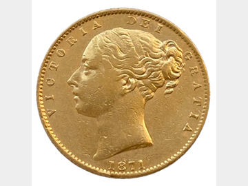 1871 VICTORIA YOUNG HEAD SHIELD GOLD SOVEREIGN