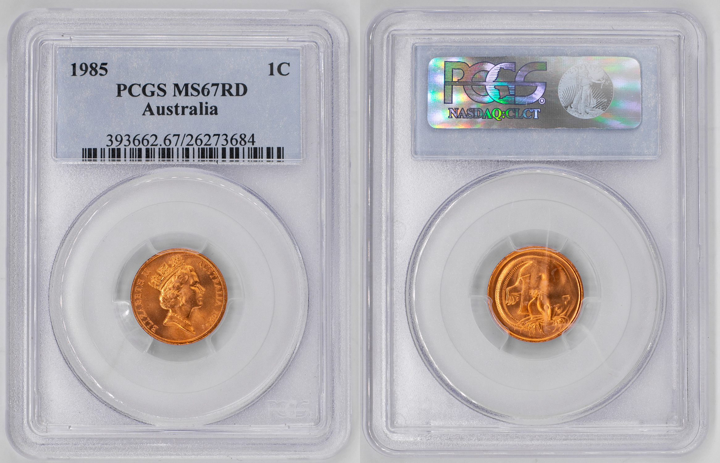 Elizabeth II, One Cent, 1985, PCGS MS67RD