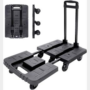 LARGE FOLDING HAND TRUCK 245KG/540LBS CAPACITY,NOISELESS WEAR-RESISTANT 6-360 ROTATING WHEEL FOLDING TROLLEY LUGGAGE CART PLATFORM
