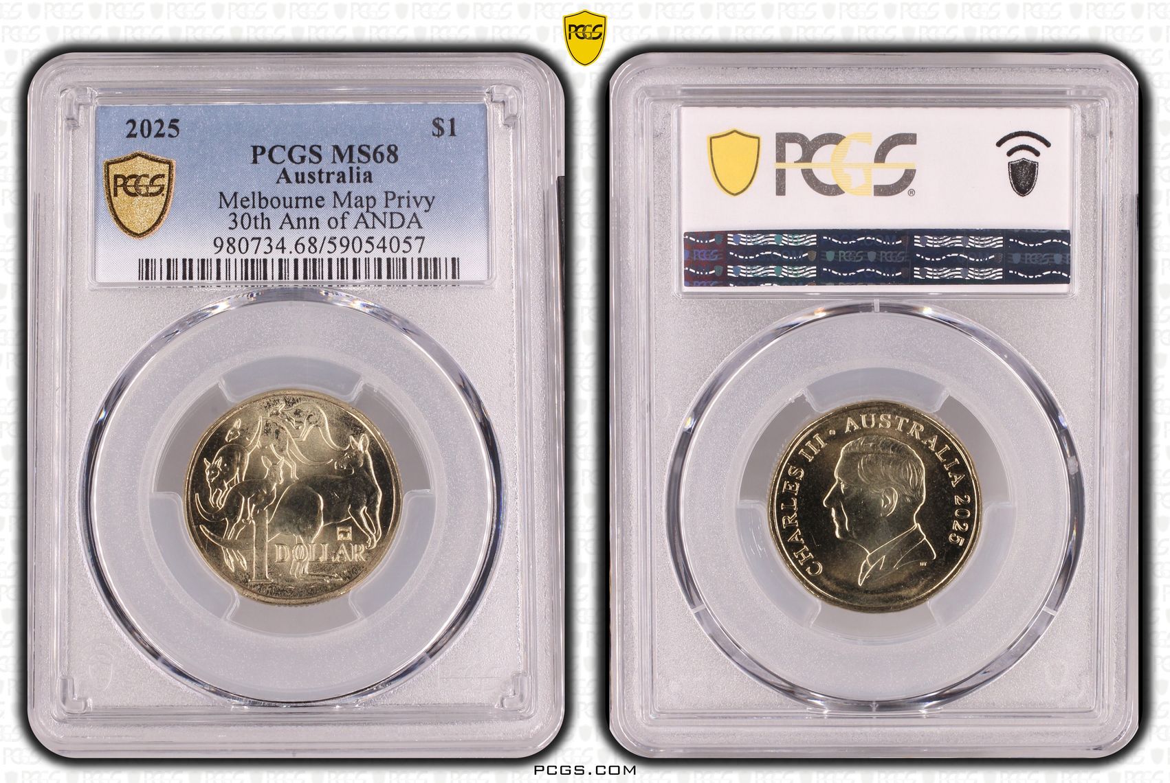Melbourne Map Privy, One Dollar, 2025, PCGS MS68