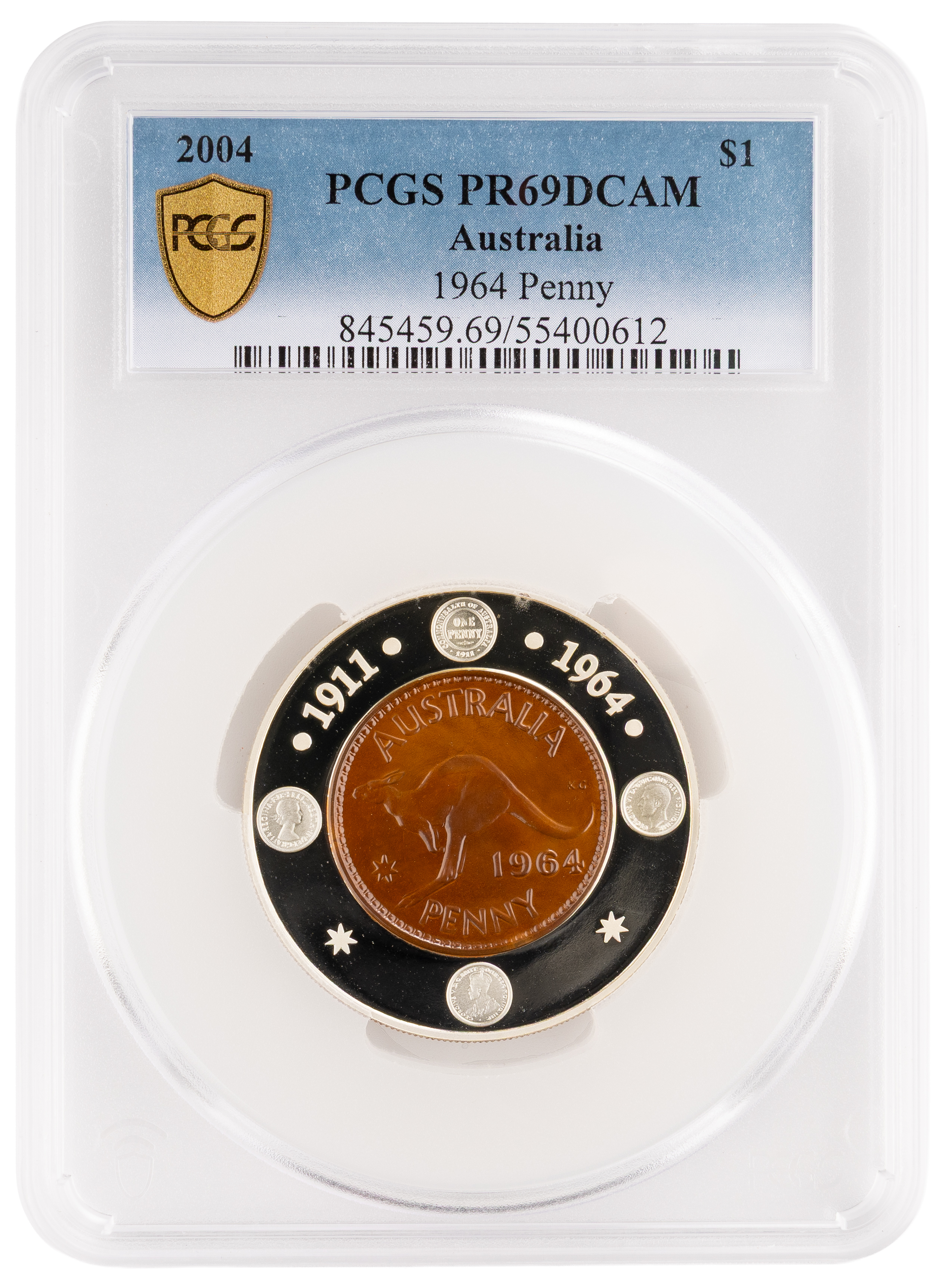 RAM - 40th Anniversary of the last Australian Penny, One Dollar, 2004, PCGS PR69DCAM