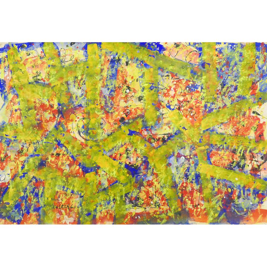 Windsor Utley (1920-1989 Washington) Untitled Abstract (1960) Watercolor & Acrylic on Cardboard