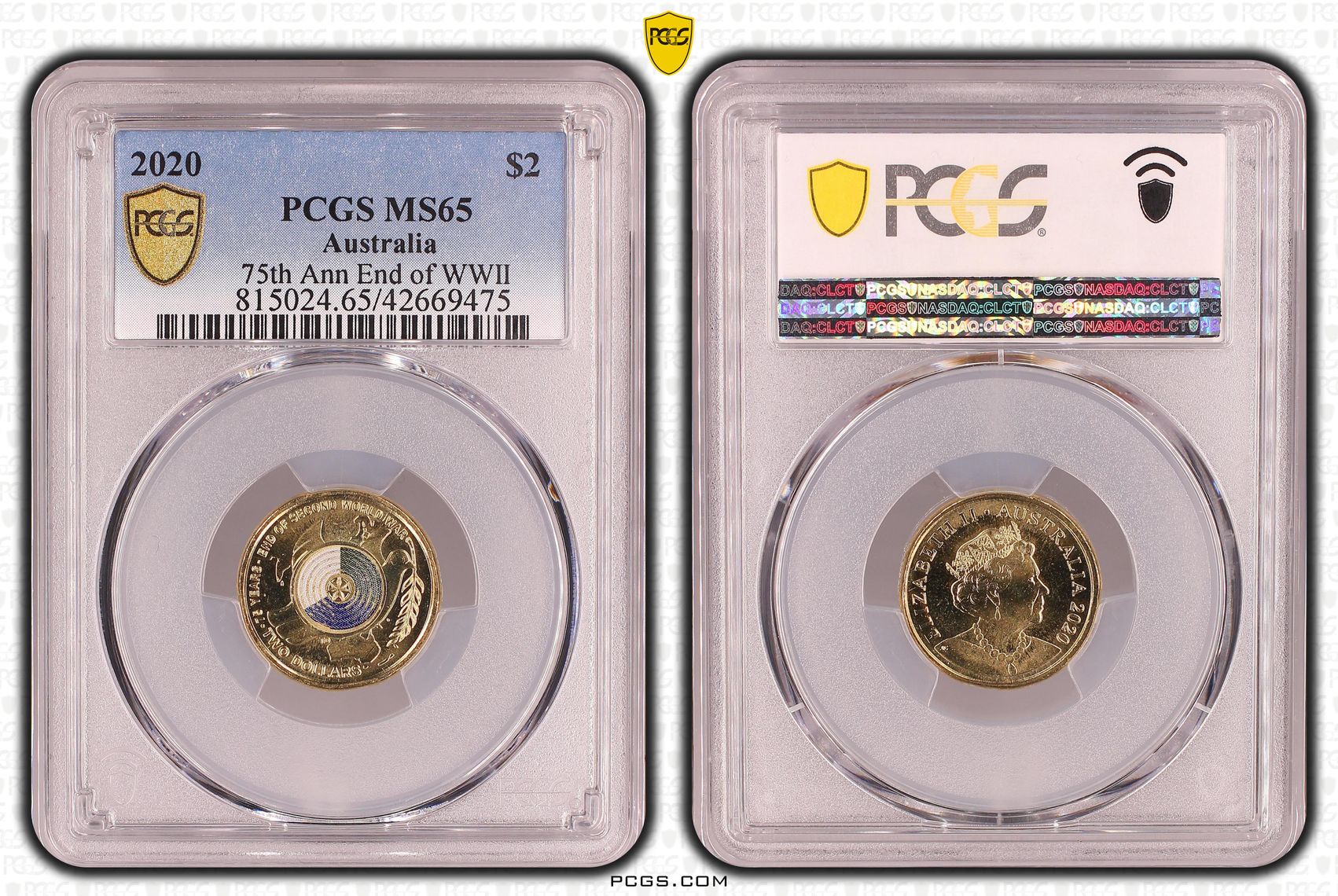 75th Ann End of WWII Colorized, Two Dollar, 2020, PCGS MS65