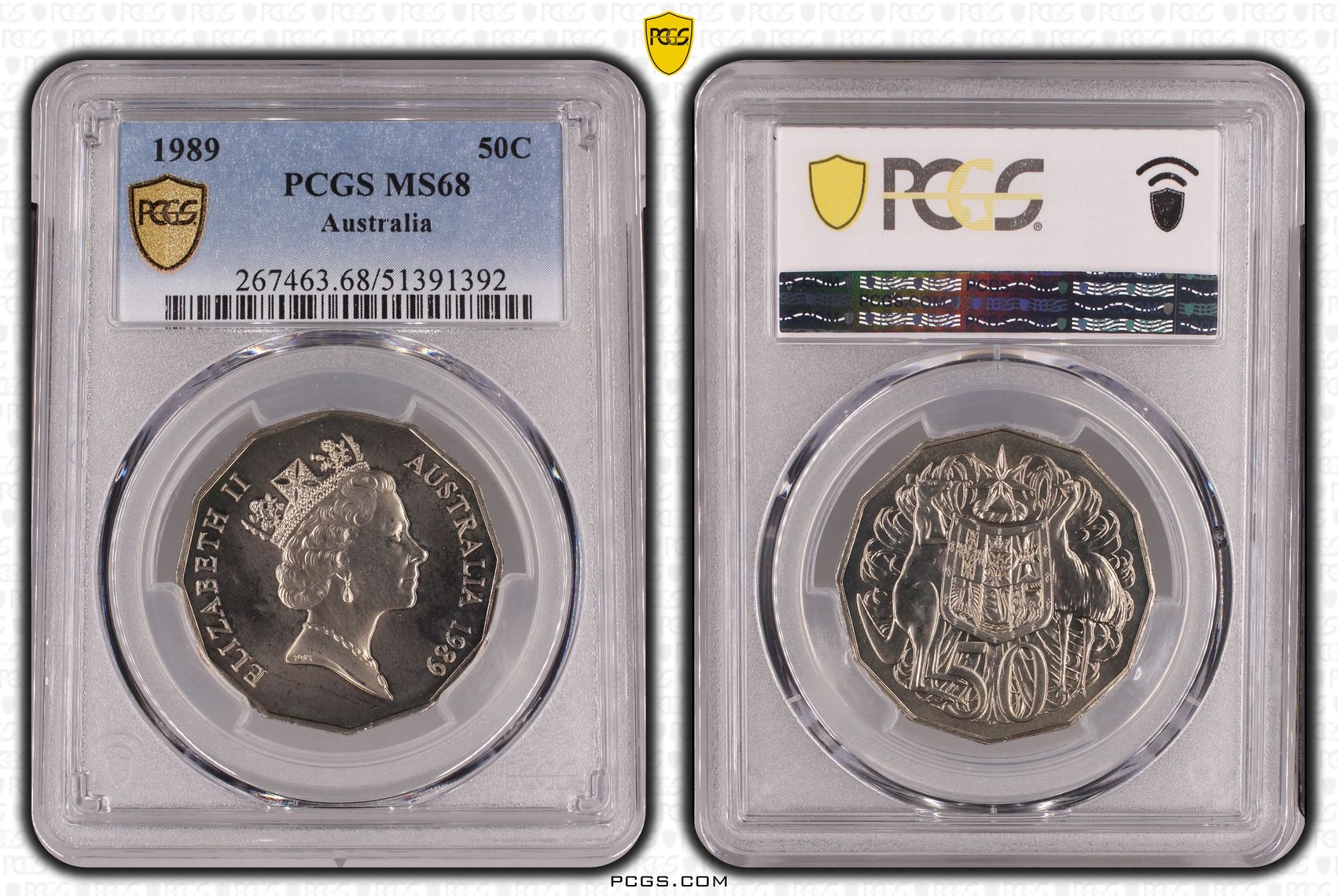 Fifty Cent, 1989, PCGS MS68
