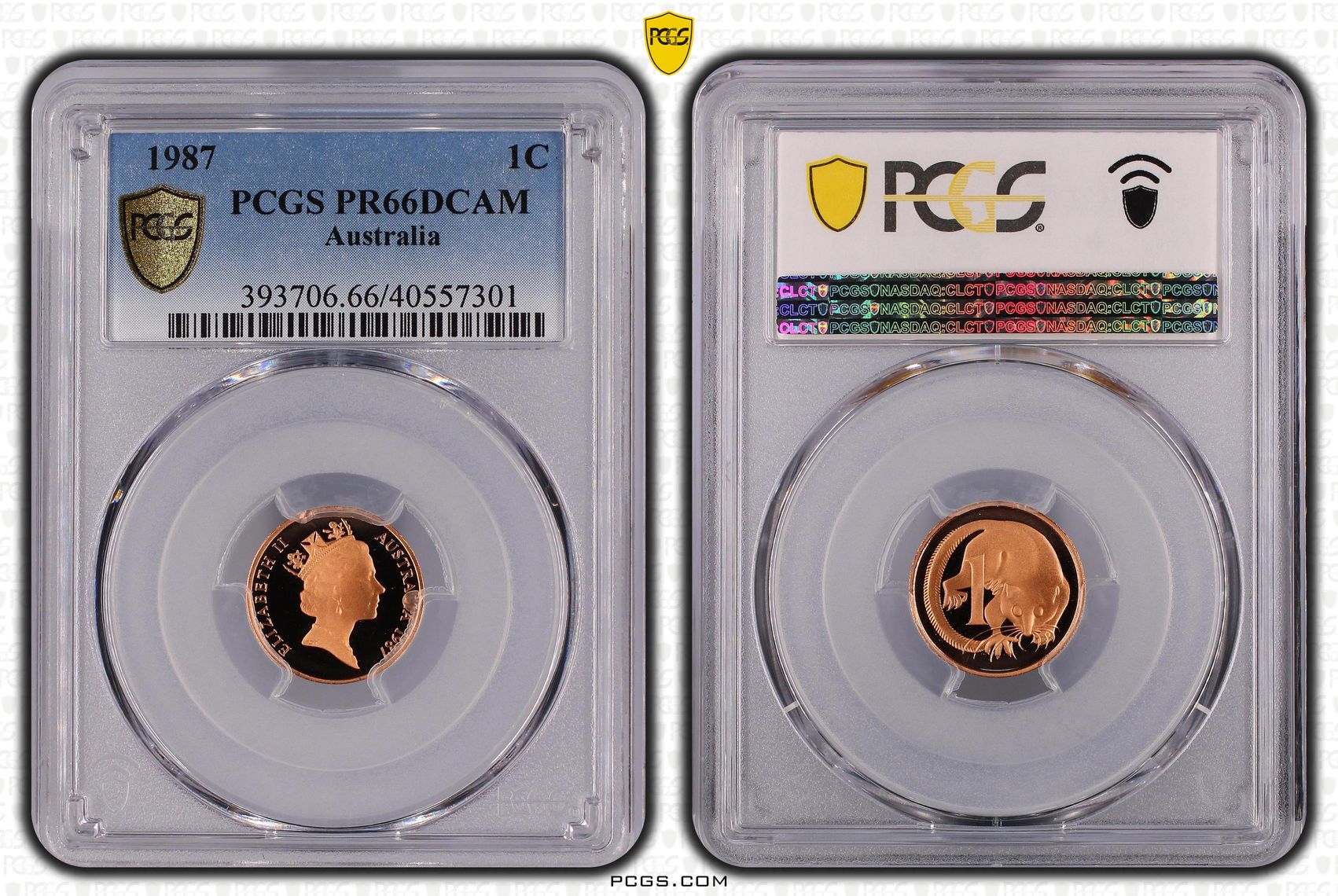 One Cent, 1987, Pcgs Pr66dcam