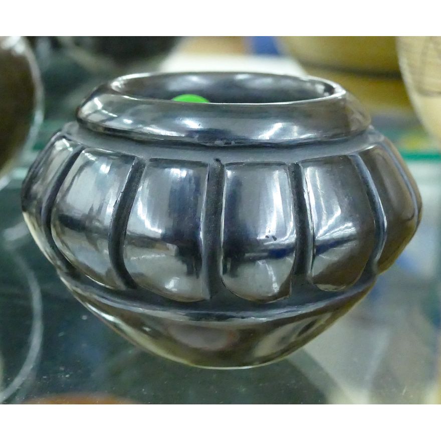 Denise Martinez Santa Clara Blackware Carved Jar 3.5'' Diam.