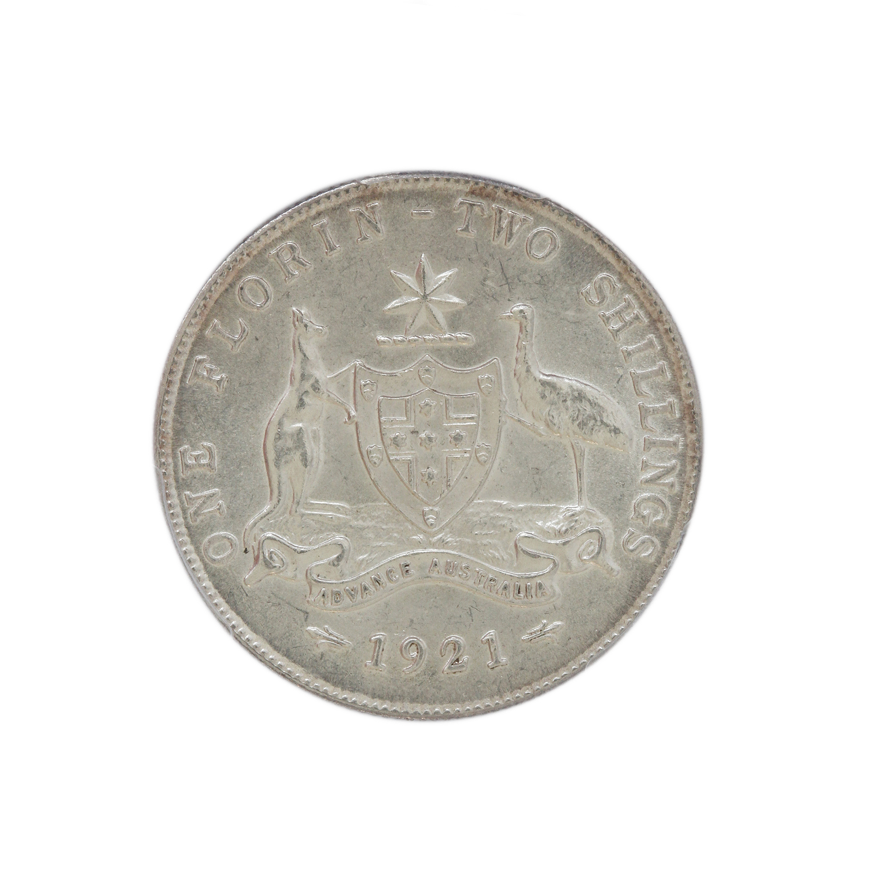 George V, Florin, 1921, MS 63