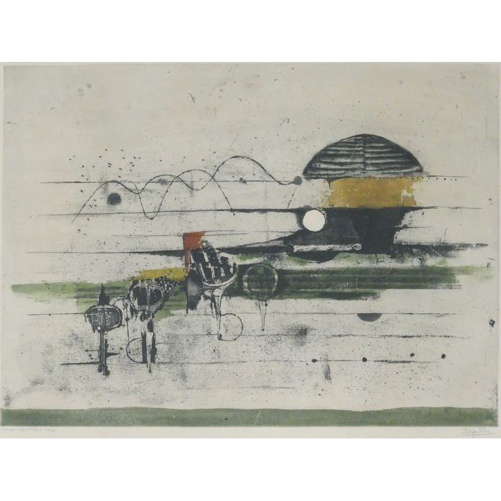 Johny Friedlaender ''October Color State I'' Aquatint Etching