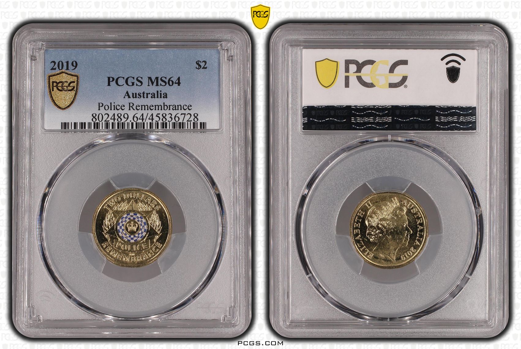 Police Remembrance Colourised, Two Dollar, 2019, PCGS MS64