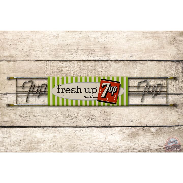 1958 "Fresh Up" w/ 7up Metal Door Push Sign TAC 8.25