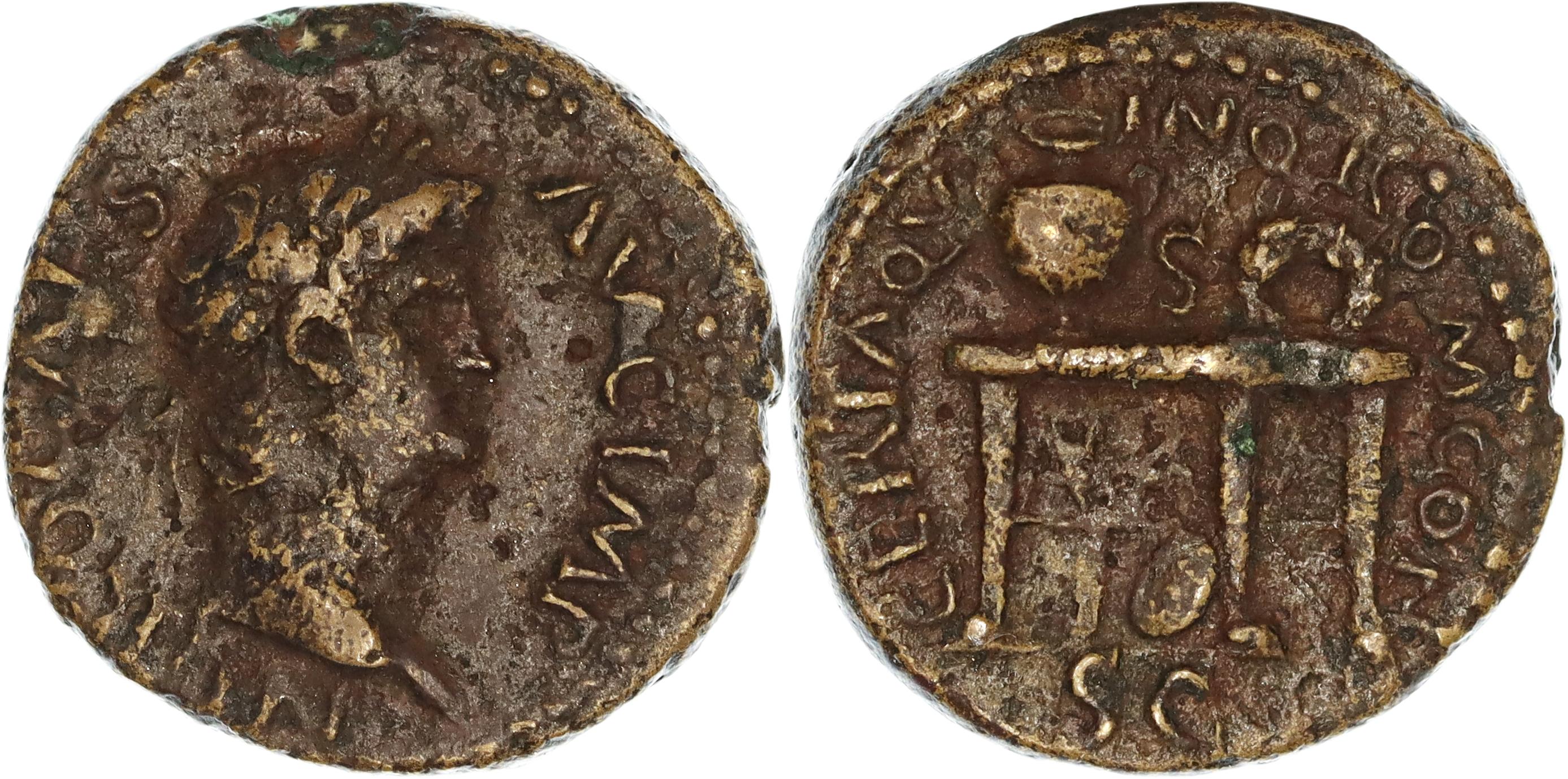 Roman Empire, Nero, Æ Semis, 65 AD, nVF
