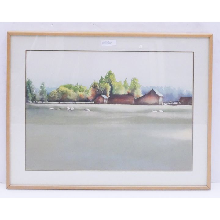 S/N Lynden Washington Farm Scene Landscape Lithograph- 28x37'' framed