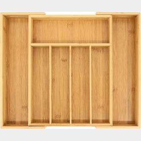 MEDIUM VAEFAE BAMBOO SILVERWARE ORGANIZER, EXPANDABLE KITCHEN DRAWER ORGANIZER FOR CUTLERY, WOODEN UTENSIL HOLDER, MULTI-FUNCTION