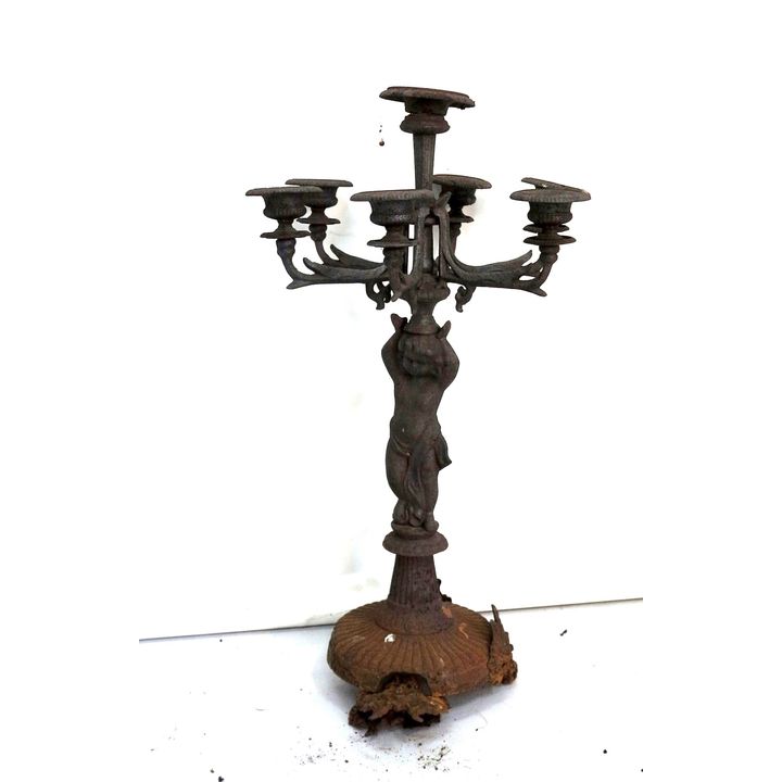 CAST IRON FIGURAL CANDELABRA