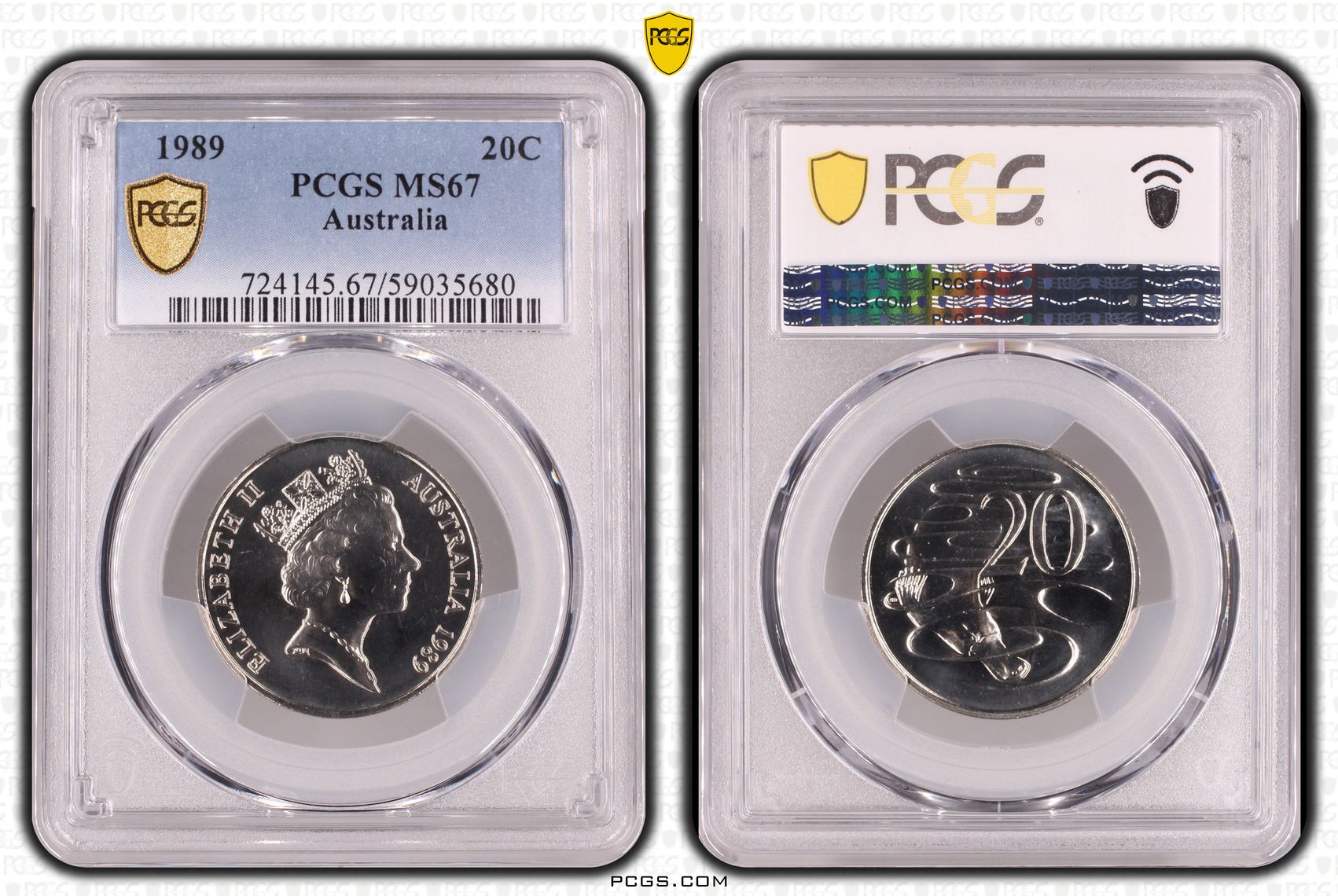 Twenty Cent, 1989, PCGS MS67