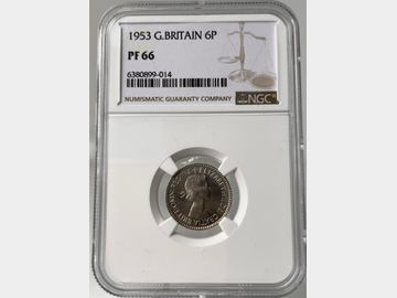 1953 ELIZABETH II CORONATION 6 PENCE PF66
