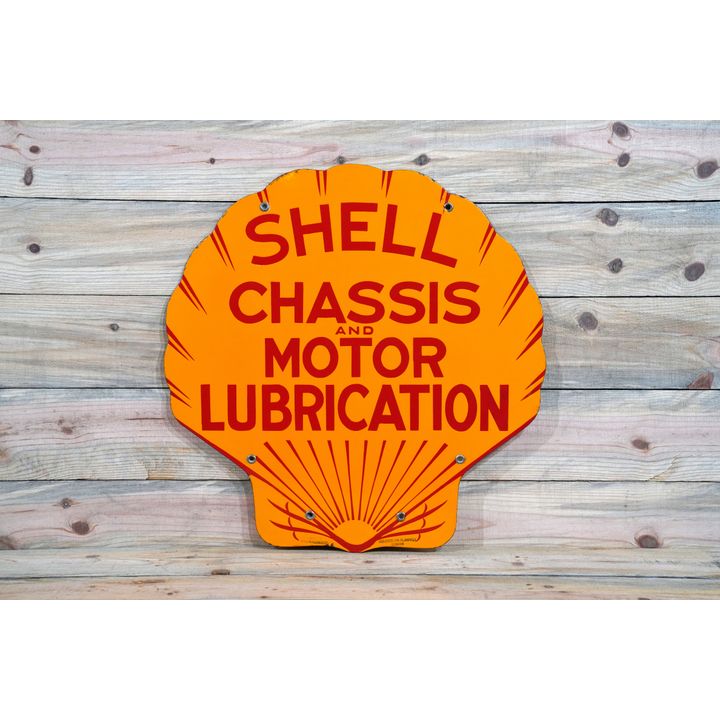 Shell Chassis & Motor Lubrication Double Sided Porcelain Sign TAC 9.25