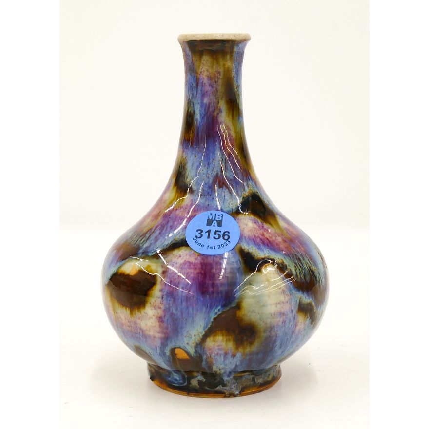 Old Chinese Flambe Splash Porcelain Vase 5''