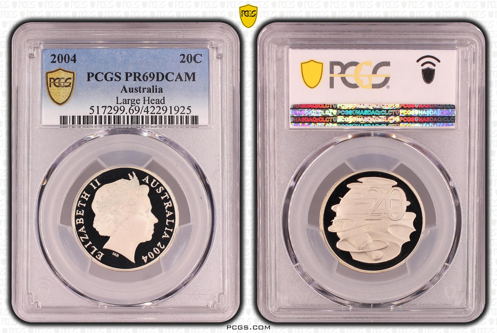 Large Head, Twenty Cent, 2004, PCGS PR69DCAM
