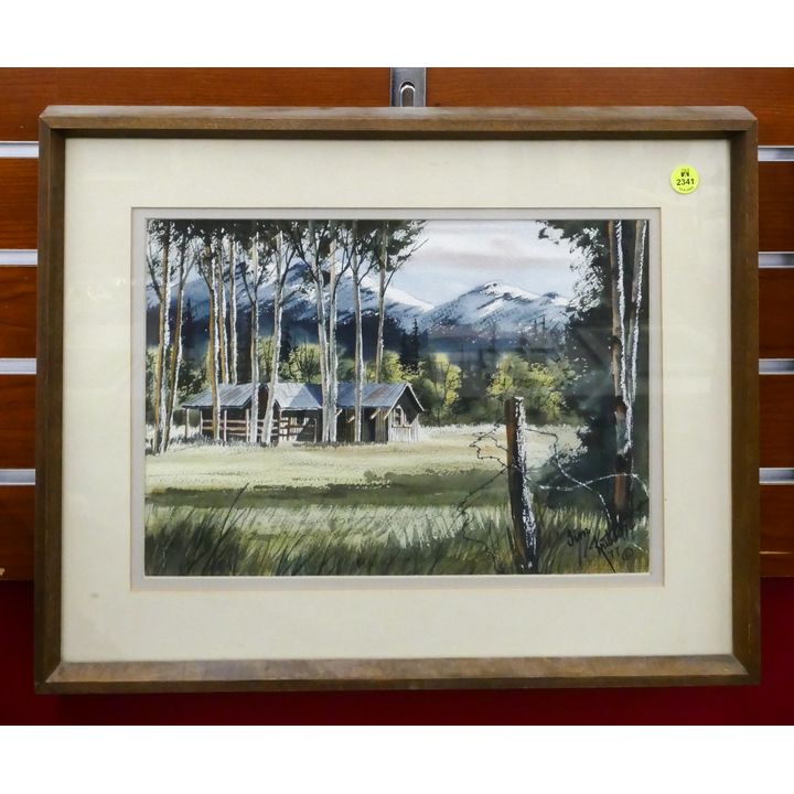 Jim Knutson Alaskan Landscape Watercolor dated 1977 Framed- 15x19''
