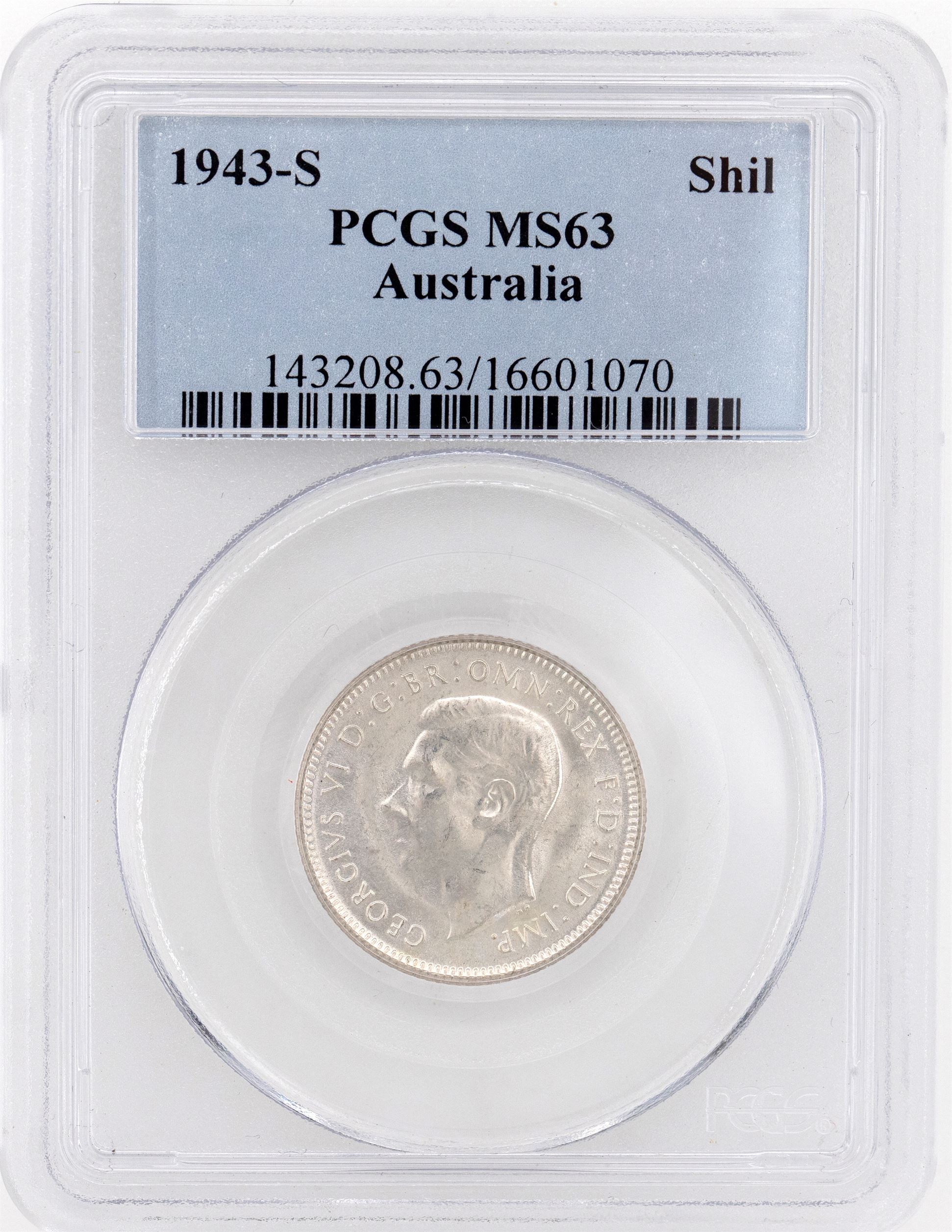 1943-S Australia Shilling PCGS - MS63 -070