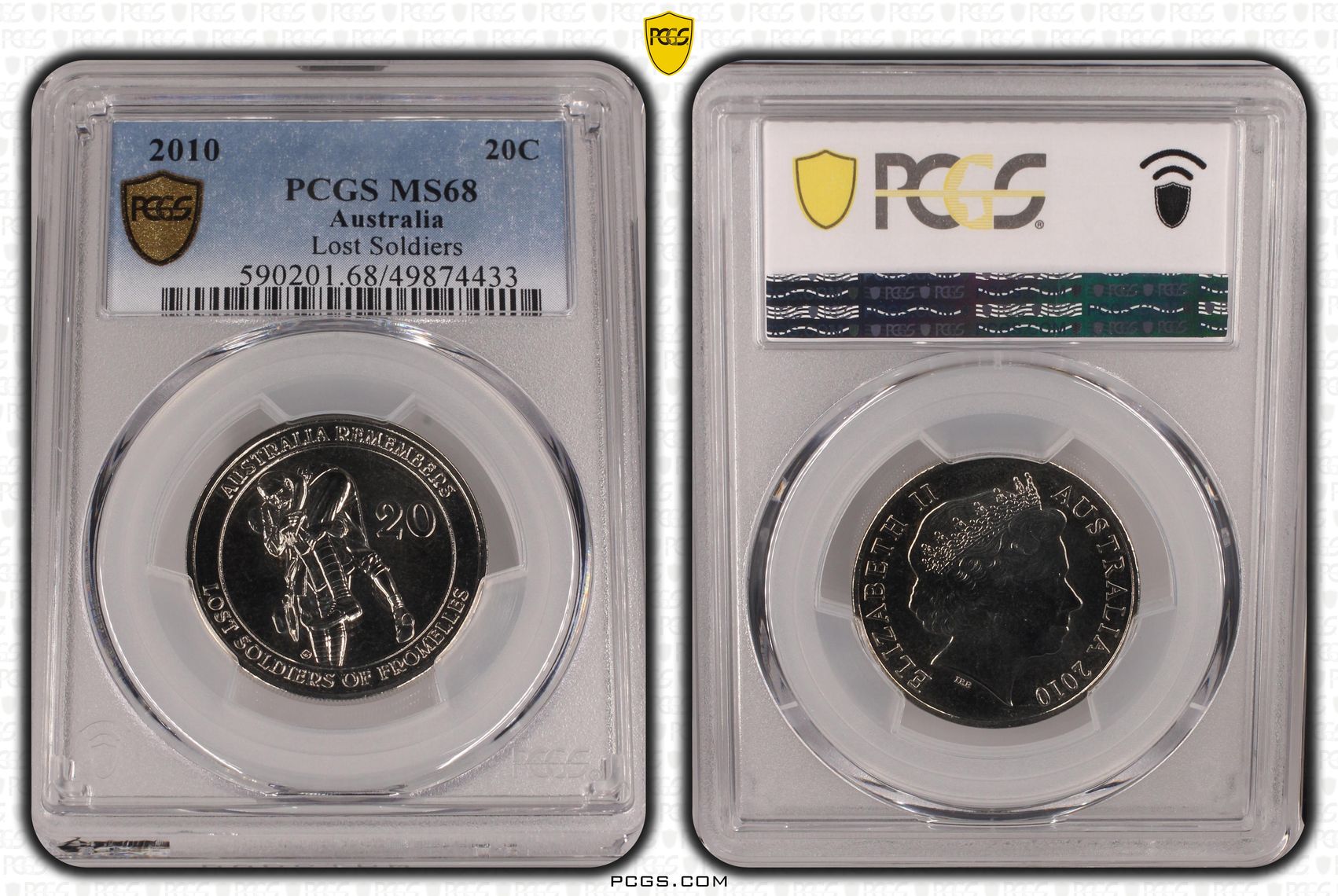 Lost Soldiers , Twenty Cent, 2010, PCGS MS68