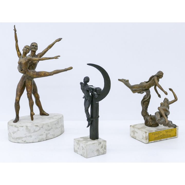 3pc Joseph Randa Modernist Figure Sculptures
