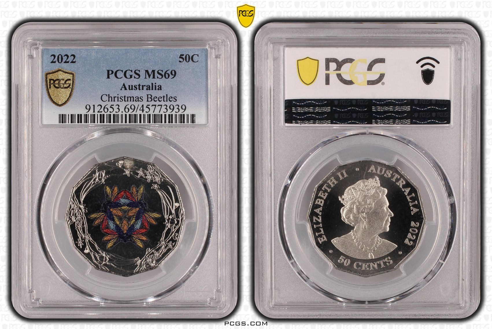 Christmas Beetles, Fifty Cent, 2022, PCGS MS 69