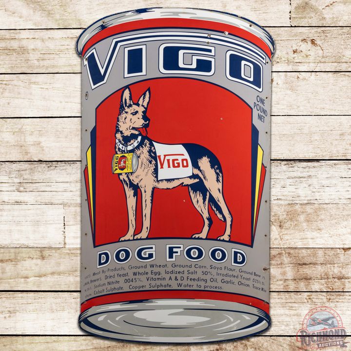 Vigo Dog Food SS Porcelain Can Shaped Sign