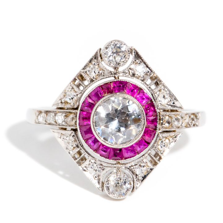 Art Deco Diamond & Ruby Platinum Ring