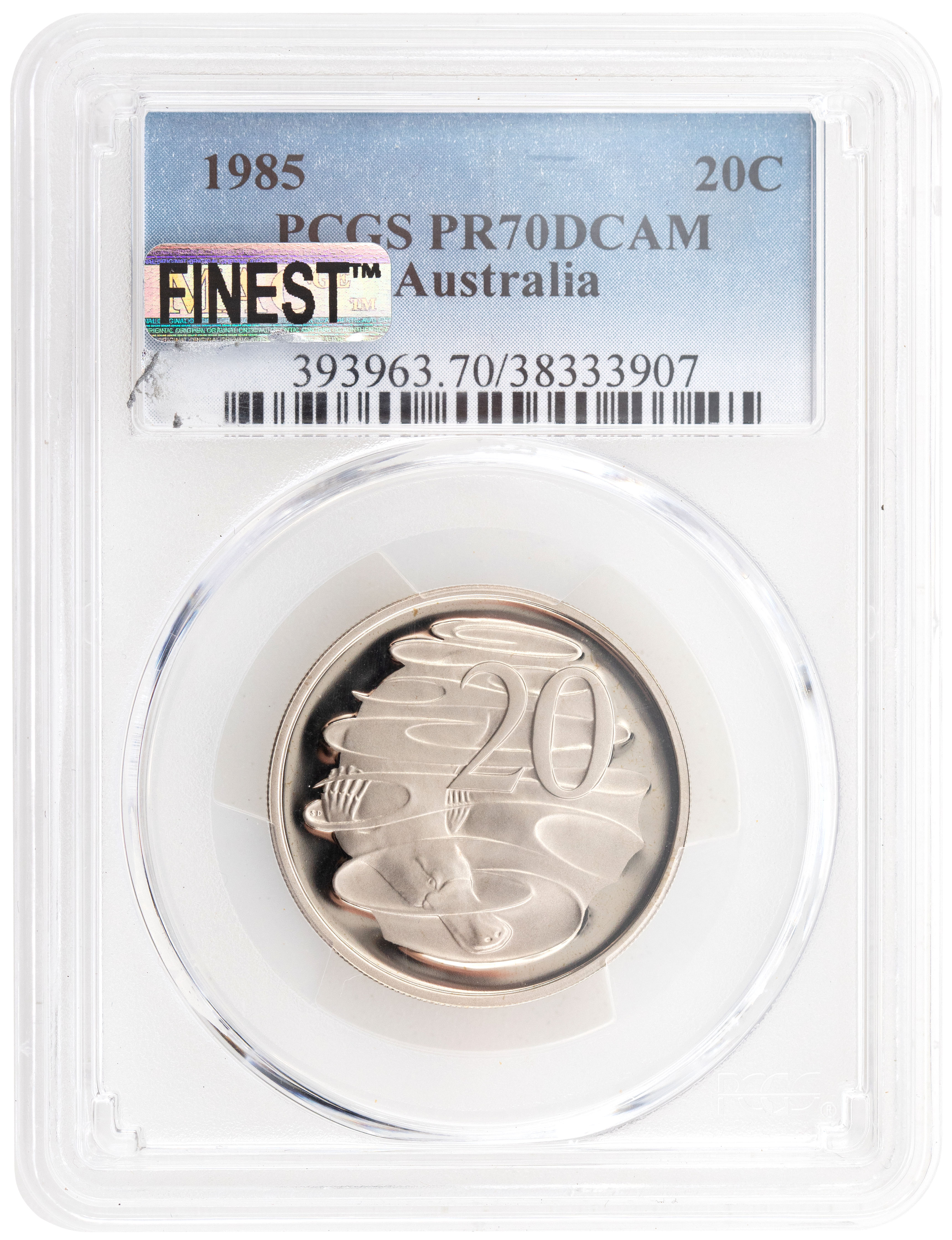 182 · 1985 Australia Twenty Cent, 20c PCGS - PR70DCAM POP 20/0 -907