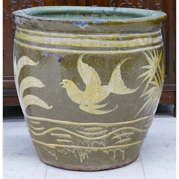 Old Chinese Large Pottery Egg Jar 18.5''x19.5''