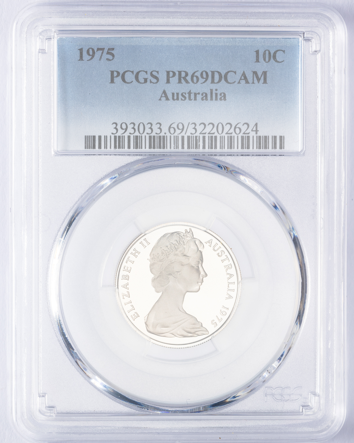 Elizabeth II, Ten Cent, 1975, PCGS PR69DCAM