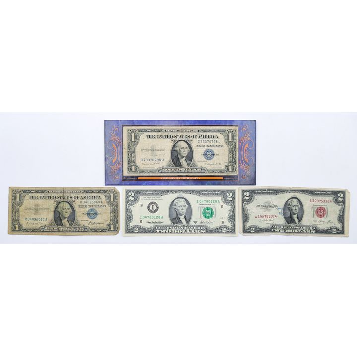 4pc US $2 and Silver Certificate Notes