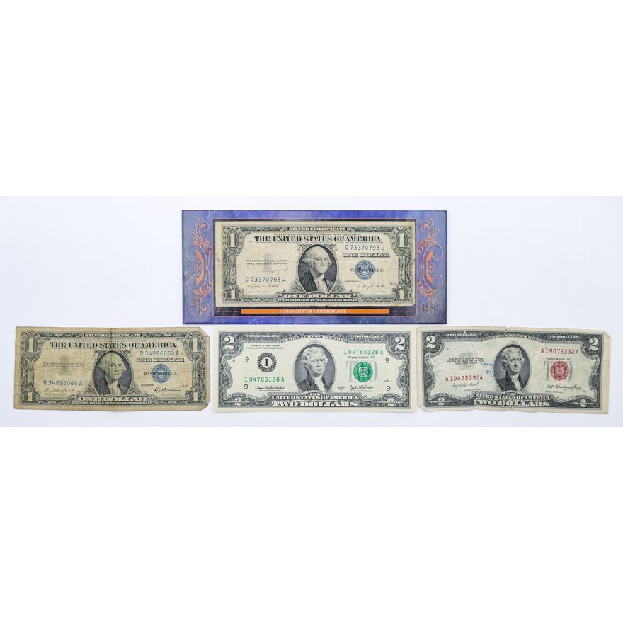 4pc US $2 and Silver Certificate Notes