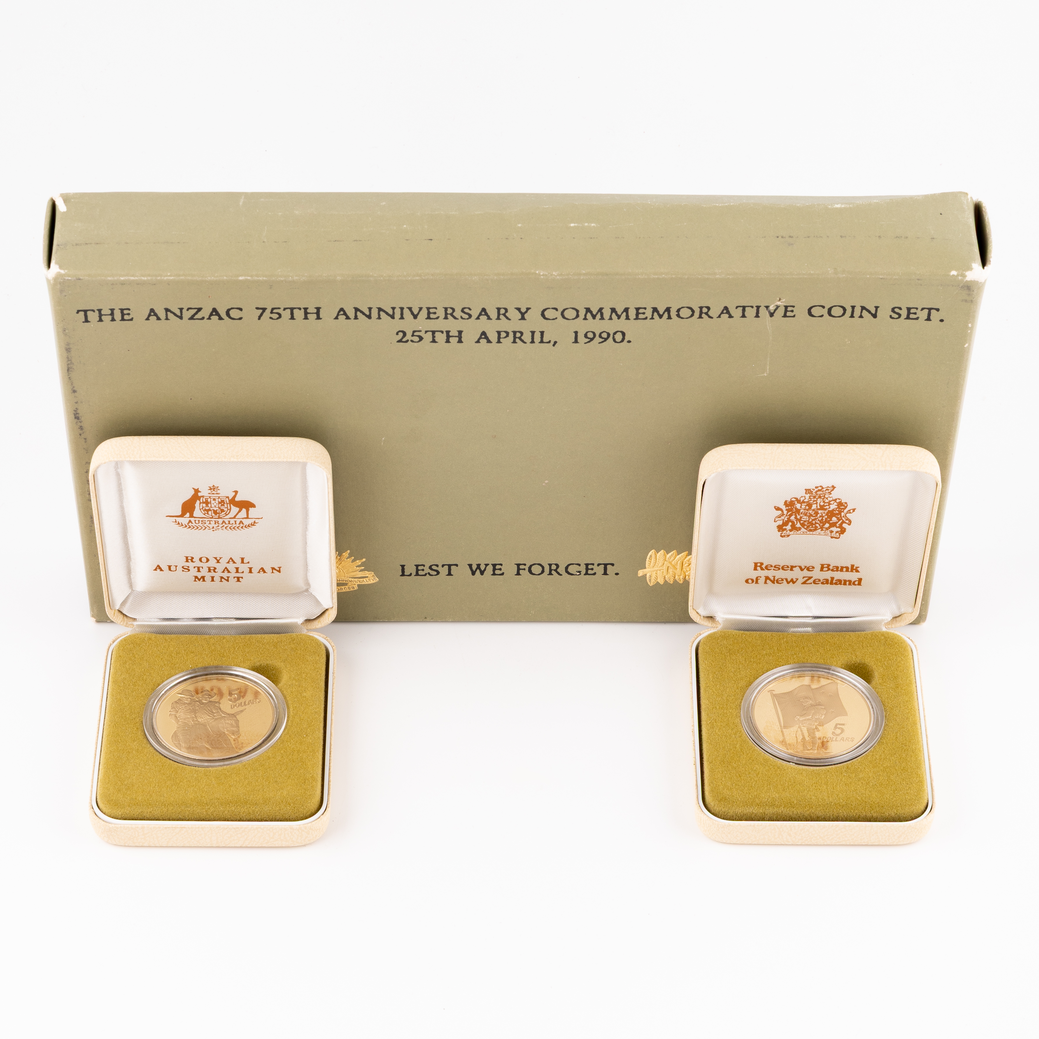 Elizabeth II, RAM - ANZAC 75TH Anniversary Set, Five Dollar, 1990, FDC