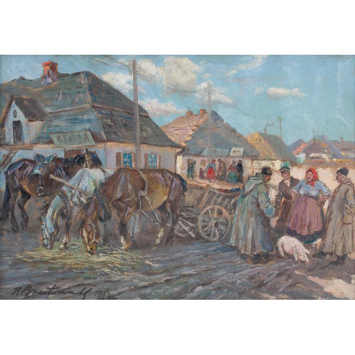 Roman Antoni Breitenwald | Przed karczmą, 1954