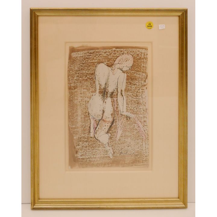 Aaron Bohrad Female Nude Verso Painting Framed- 20x16''