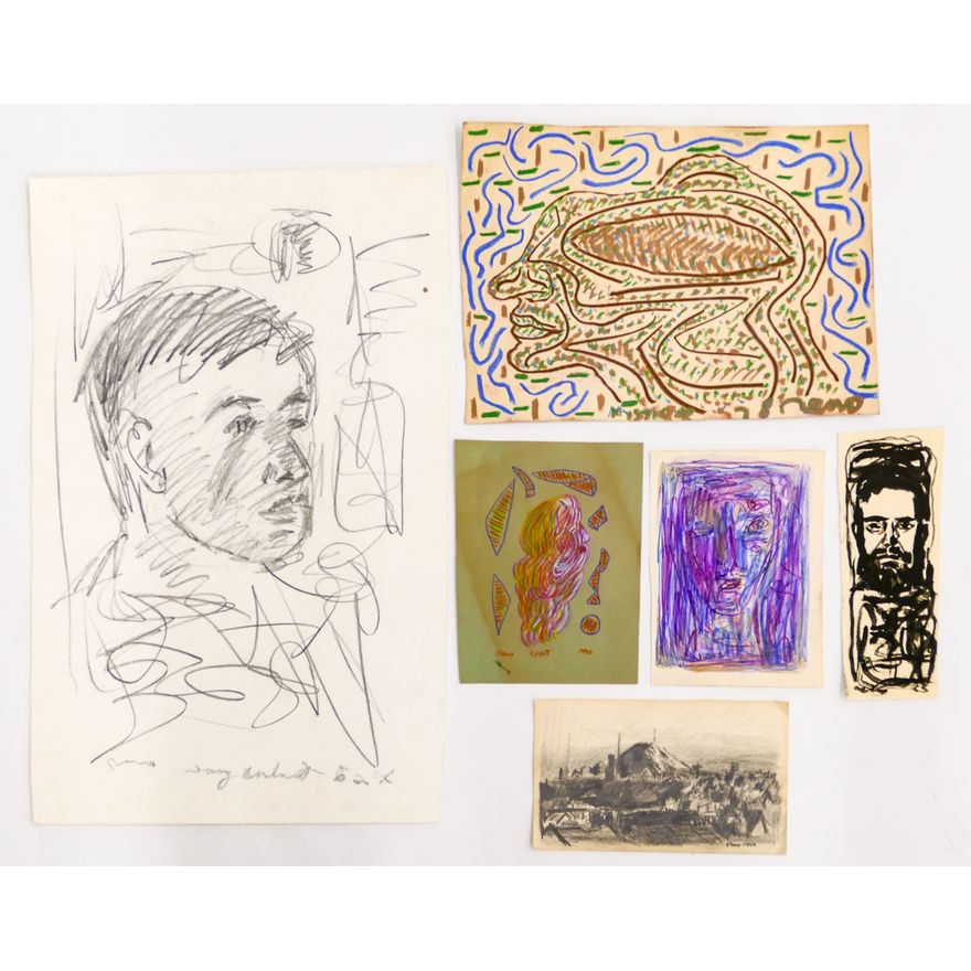 6pc Joe Reno Assorted Pencil Sketches etc.