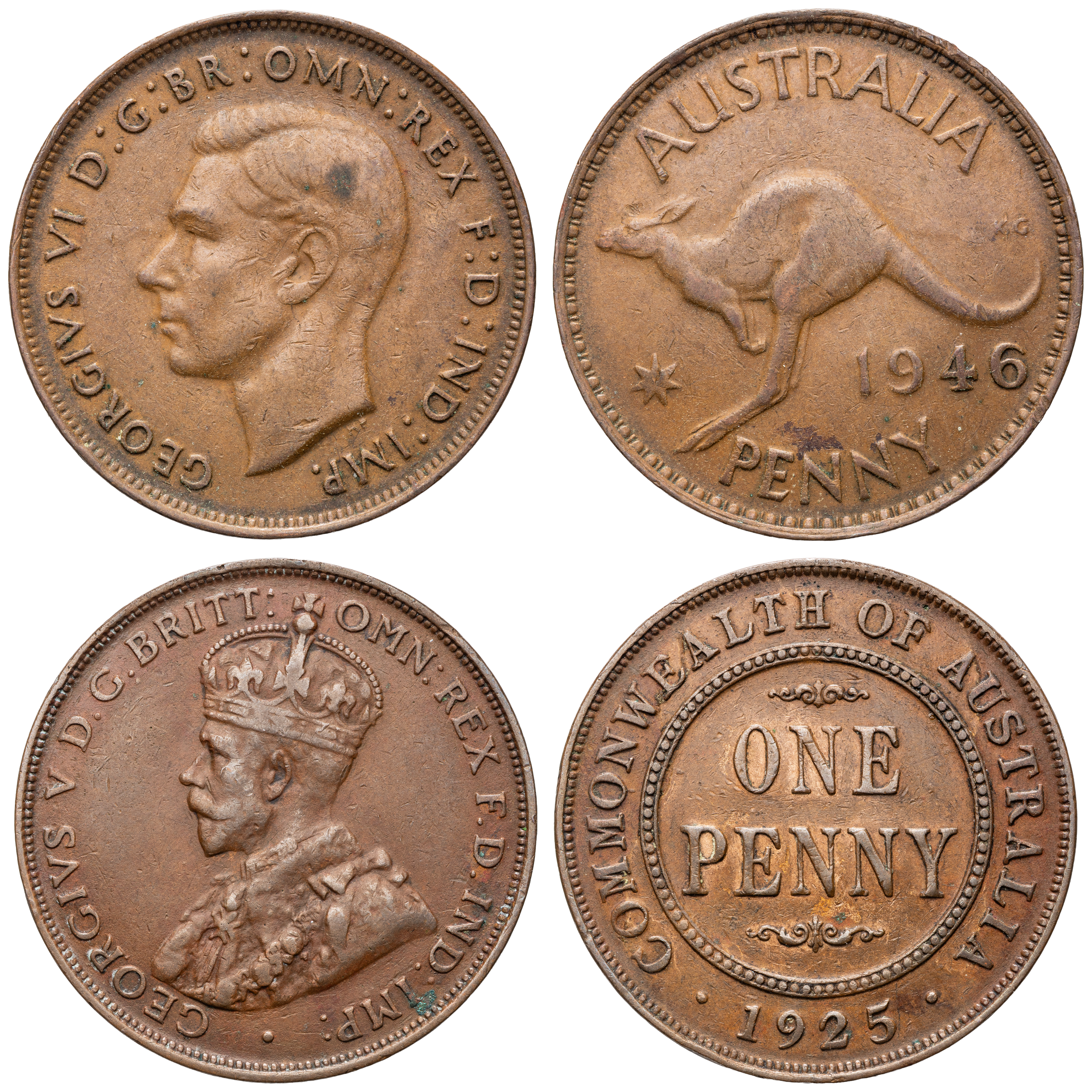 George V - George VI, Penny, 1925 & 1946, gF