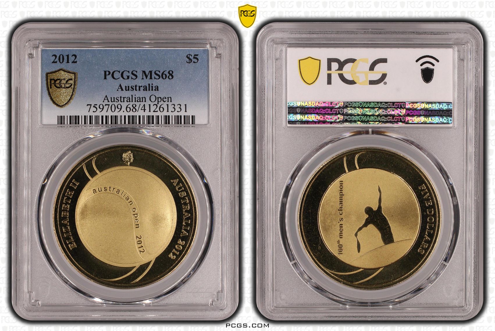 Australian Open, Five Dollar, 2012, PCGS MS68