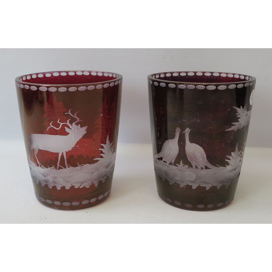 PAIR OF BOHEMIAN GLASS VASES