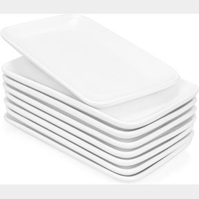 FORAINEAM SET OF 8 PIECES 8 INCH RECTANGULAR PORCELAIN PLATTERS DESSERT, APPETIZER, SALAD PLATES WHITE SERVING TRAYS
