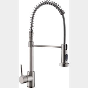 FAPULLY BRUSHED NICKEL KITCHEN FAUCET,COMMERCIAL SPRING KITCHEN FAUCET WITH PULL DOWN SPRAYER,STAINLESS STEEL SINGLE HANDLE KITCHE