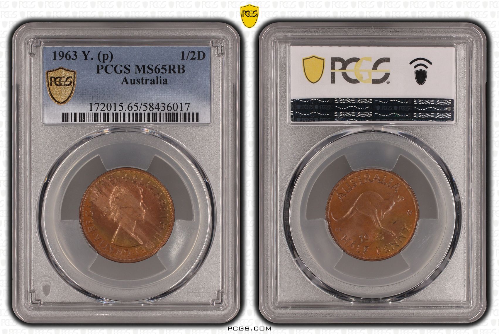 207 · Half penny, 1963 Y. (p), PCGS MS65RB