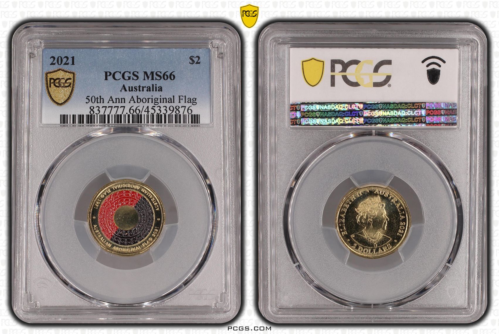 50th Ann Aboriginal Flag, Two Dollar, 2021, PCGS MS66